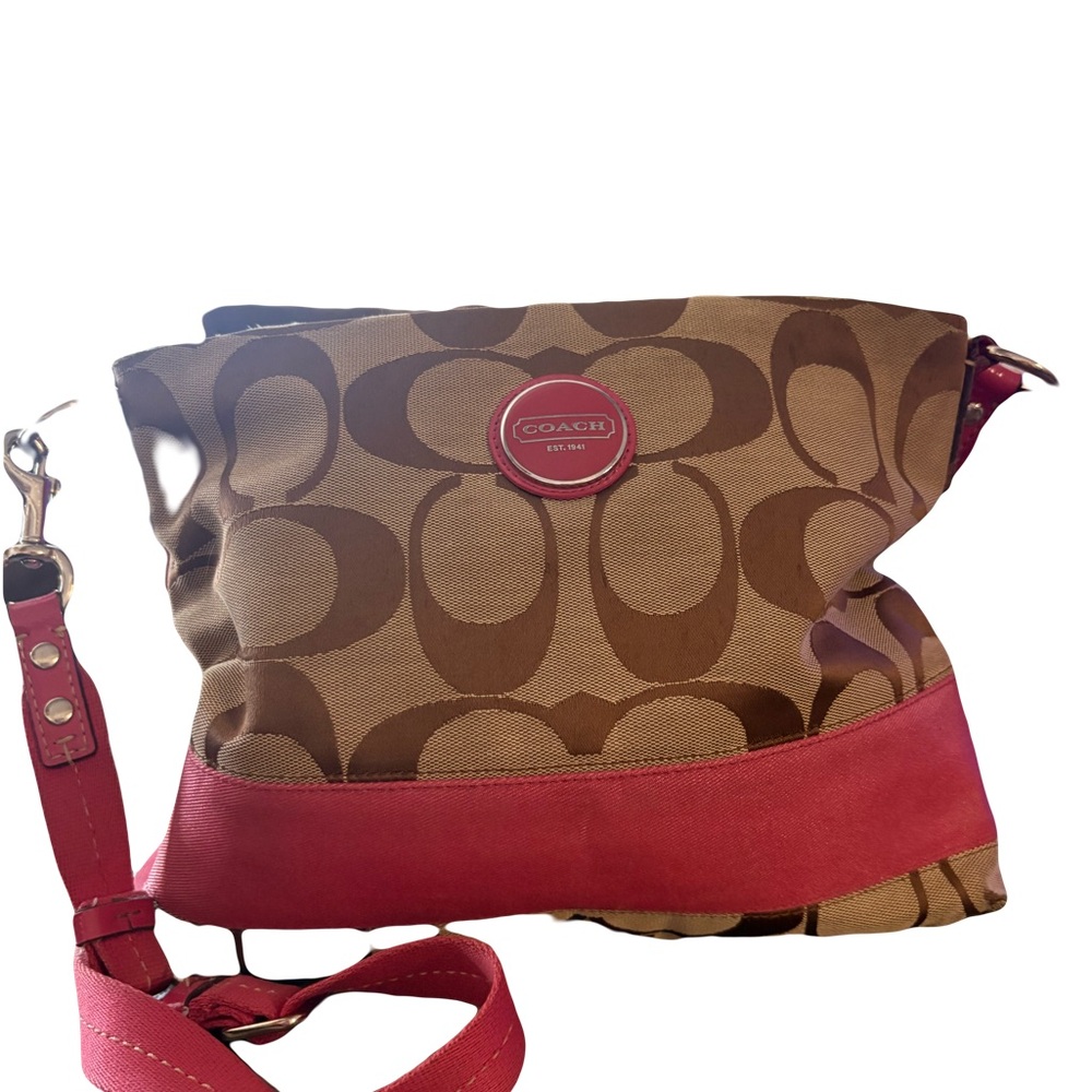 Coach Tan and Pink Shoulder Bag